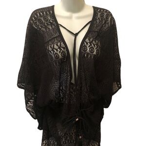Time And Tru Black Crochet Swimsuit Cover Up Sz XL 16W/18W Plus Size White Lotus
